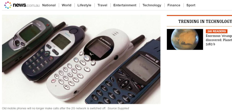 The first digital phones emerged using 2G technology. (Source: News.com.au)