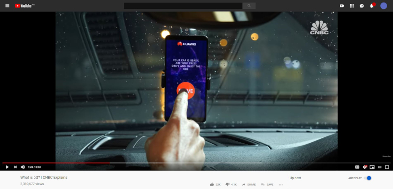 The improved capabilities of 5G open up the possibility of self-driving cars. (Source: YouTube)